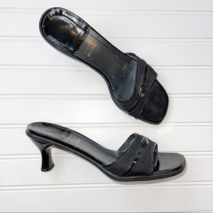 Stuart Weitzman Black Kitten Heel Mules Size 7.5